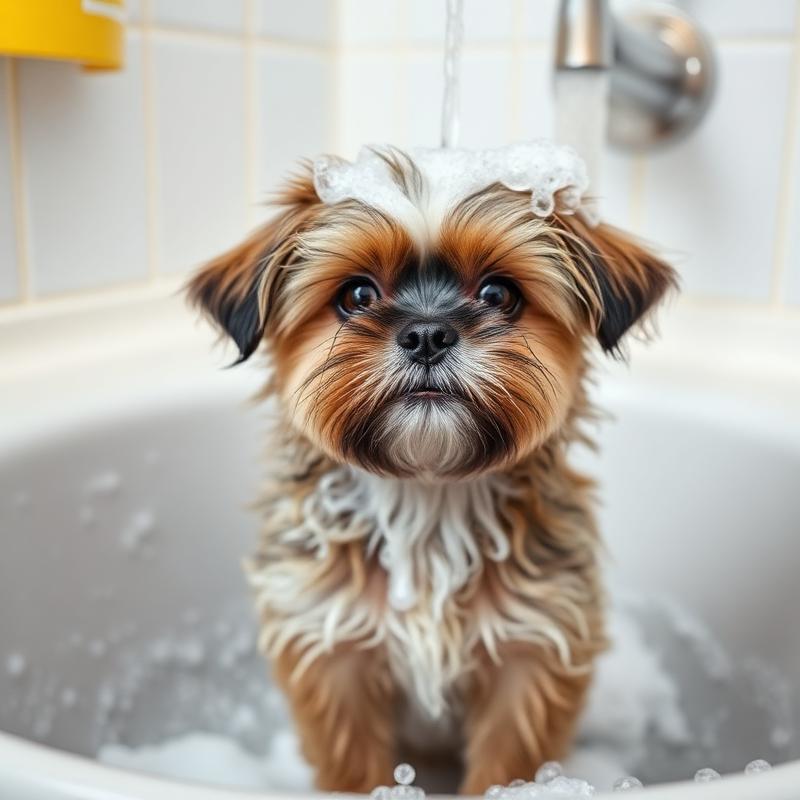 Cão tomando banho